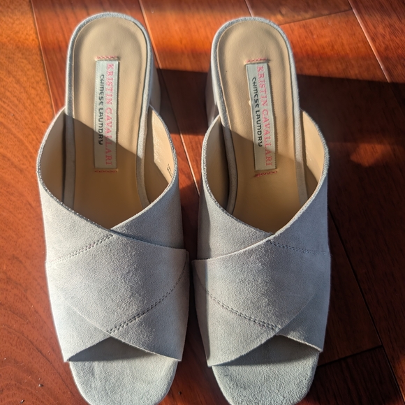 Chinese Laundry Kristin CAVALLARI Light Blue Crisscross Mules - Picture 4 of 10